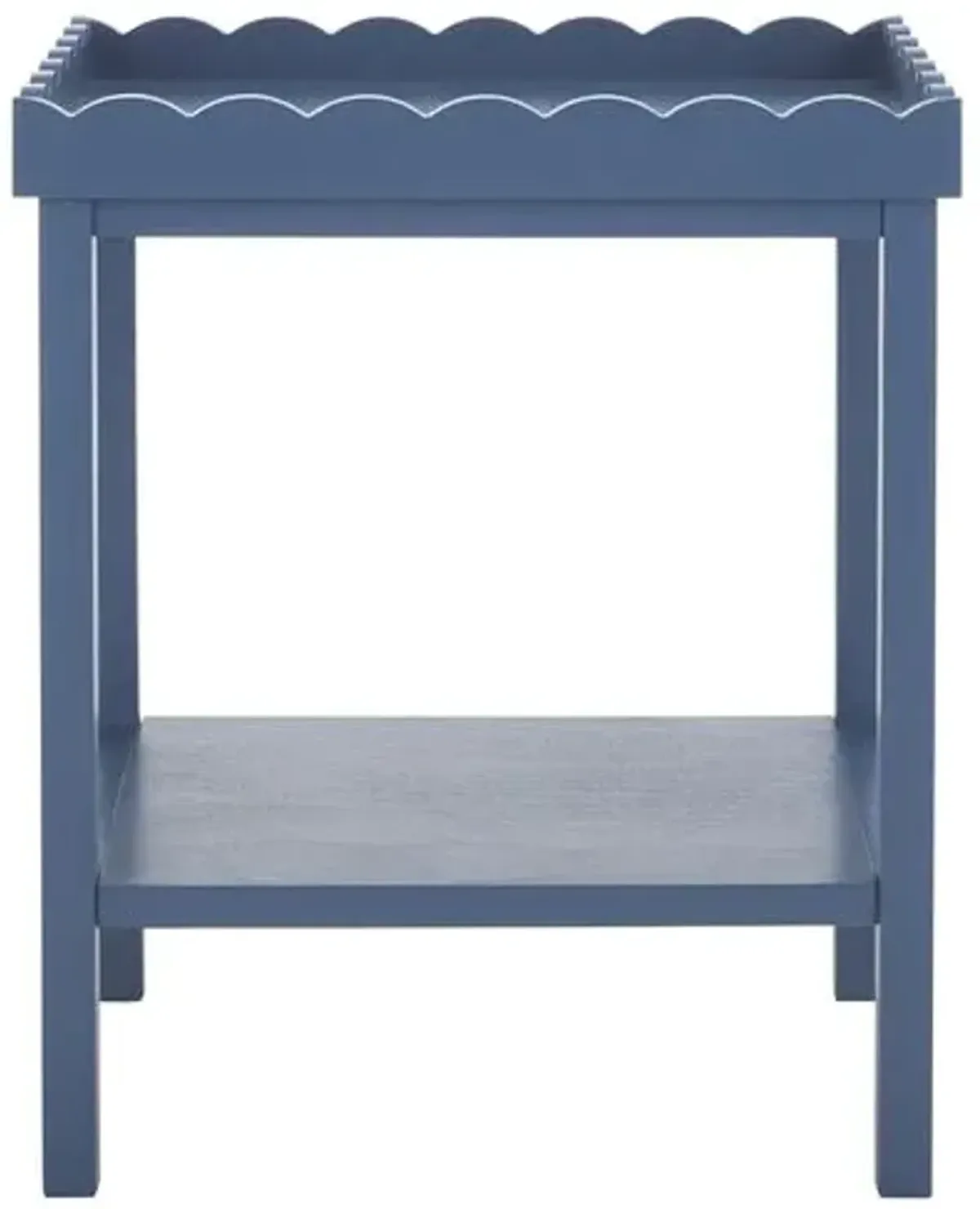 Myricus Scalloped Pine Accent Table - Blue - 24Hx19.7Wx15.7D in