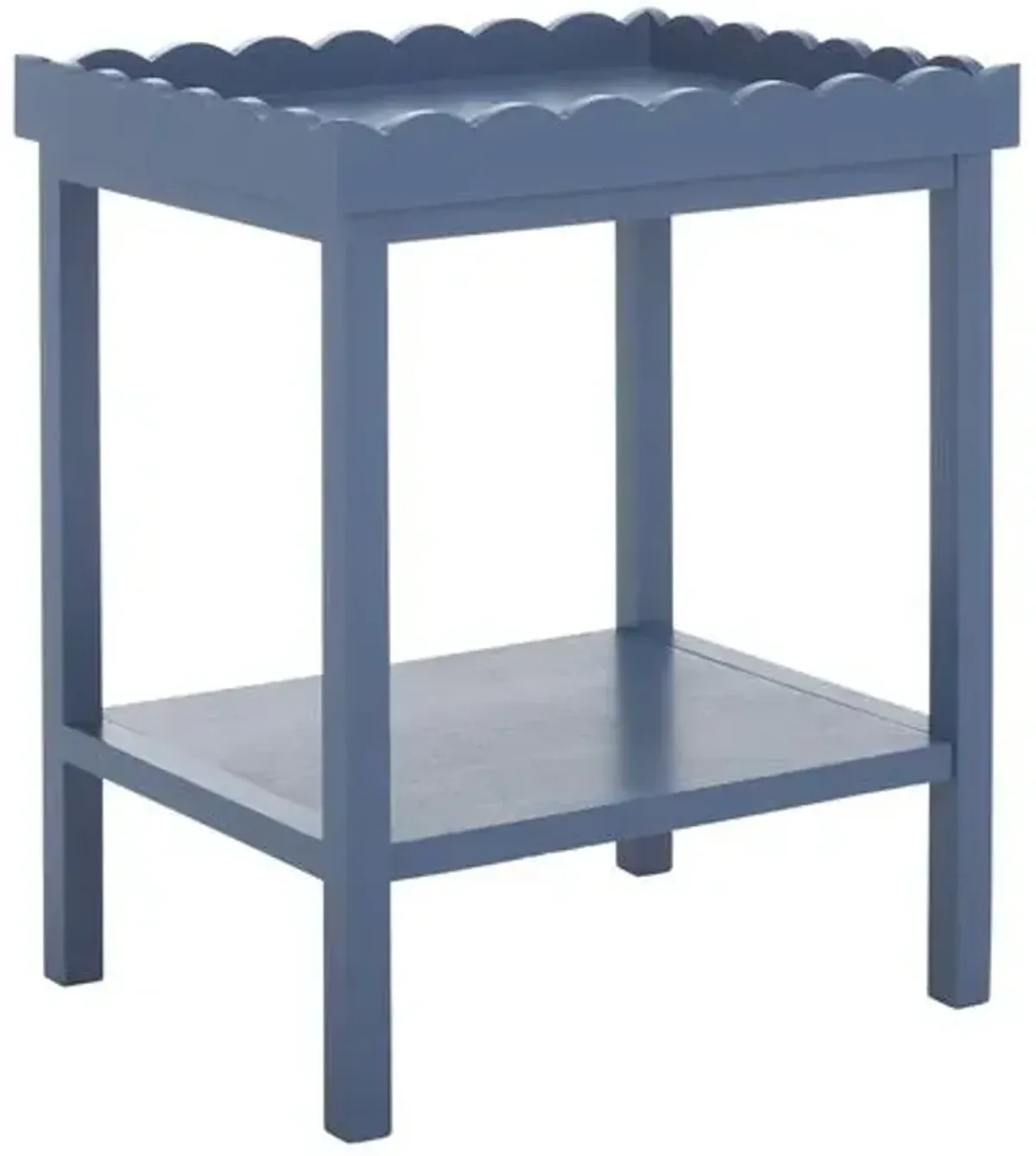 Myricus Scalloped Pine Accent Table - Blue - 24Hx19.7Wx15.7D in