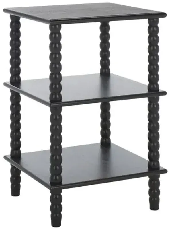 Anaran 3-Shelf Pine Spindle Accent Table - Black - 25.6Hx18.9Wx15.7D in