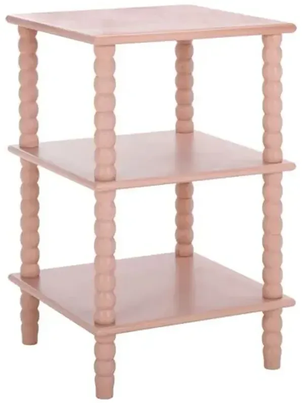 Anaran 3-Shelf Pine Spindle Accent Table - Pink - 25.6Hx18.9Wx15.7D in