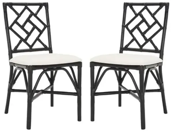 Set of 2 Georgina Dining Side Chairs with Cushion - Black