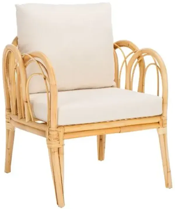 Nyrona Accent Chair with Cushion - White/Natural, Comfortable, Durable, Cushioned