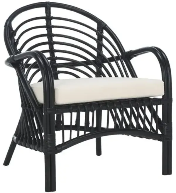 Ellibet Rattan Accent Chair with Cushion - Black, Comfortable, Durable, Cushioned