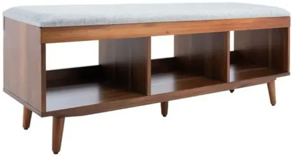 Aedricyn Open Shelf Bench with Linen Cushion - Gray