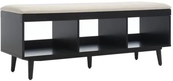 Aedricyn Open Shelf Bench with Linen Cushion - White