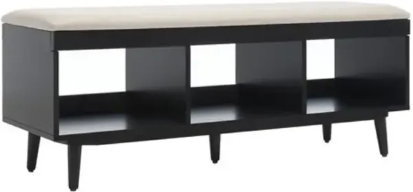 Aedricyn Open Shelf Bench with Linen Cushion - White