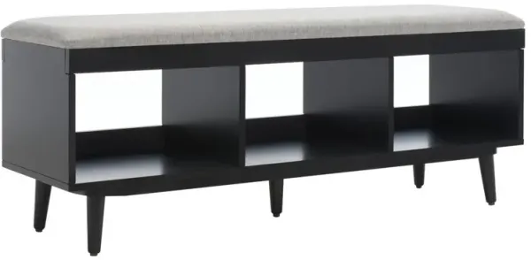Aedricyn Open Shelf Bench with Linen Cushion - Gray