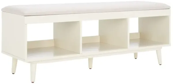 Aedricyn Open Shelf Bench with Linen Cushion - White