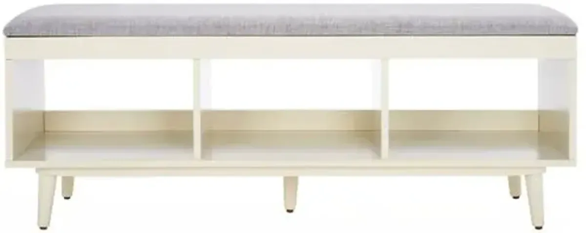 Aedricyn Open Shelf Bench with Linen Cushion - Gray