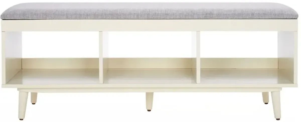 Aedricyn Open Shelf Bench with Linen Cushion - Gray