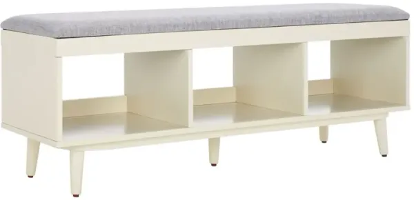 Aedricyn Open Shelf Bench with Linen Cushion - Gray