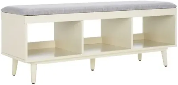 Aedricyn Open Shelf Bench with Linen Cushion - Gray