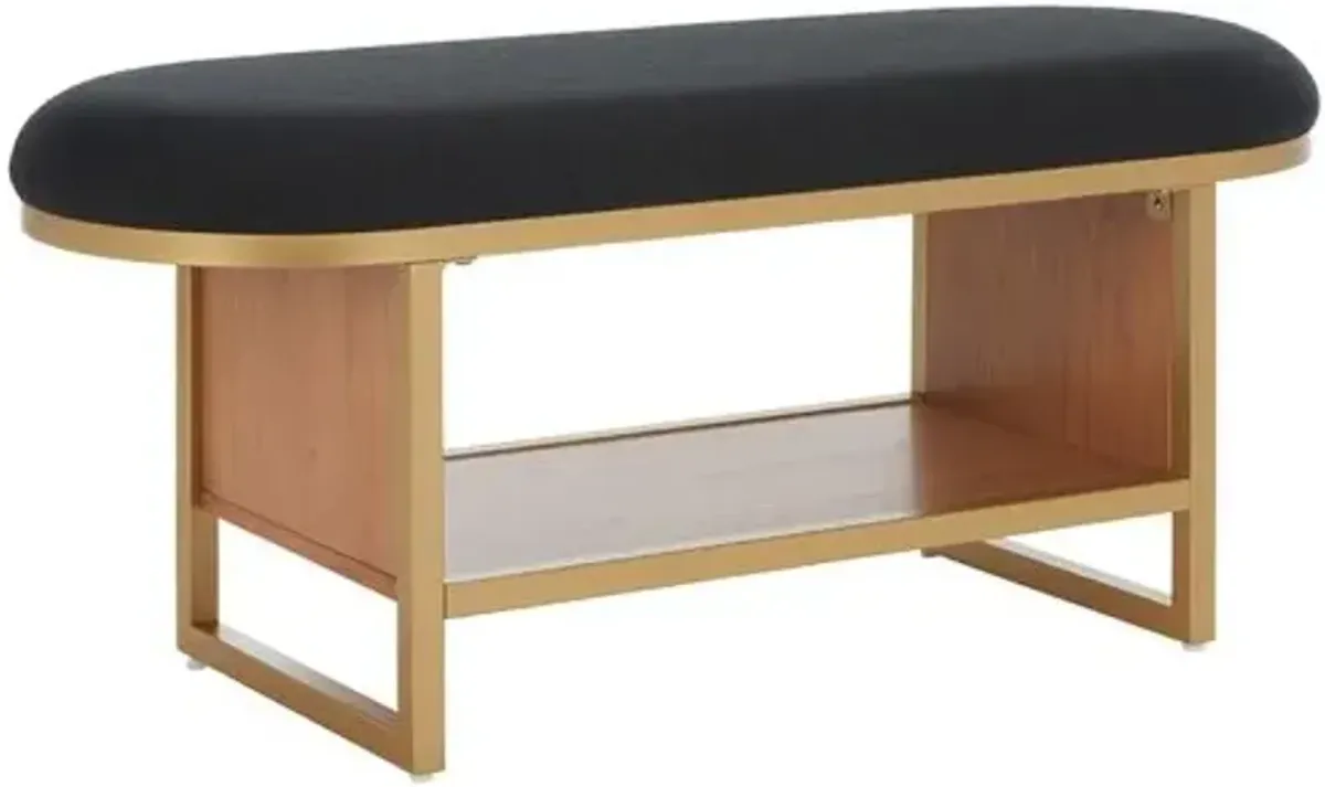 Ceriva Open Shelf Bench with Cushion - Black
