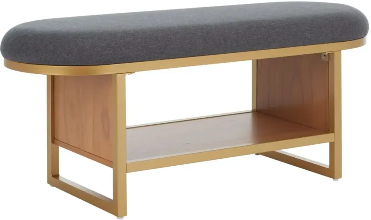 Ceriva Open Shelf Bench with Cushion - Gray