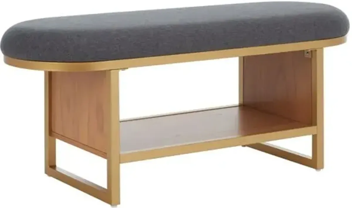Ceriva Open Shelf Bench with Cushion - Gray