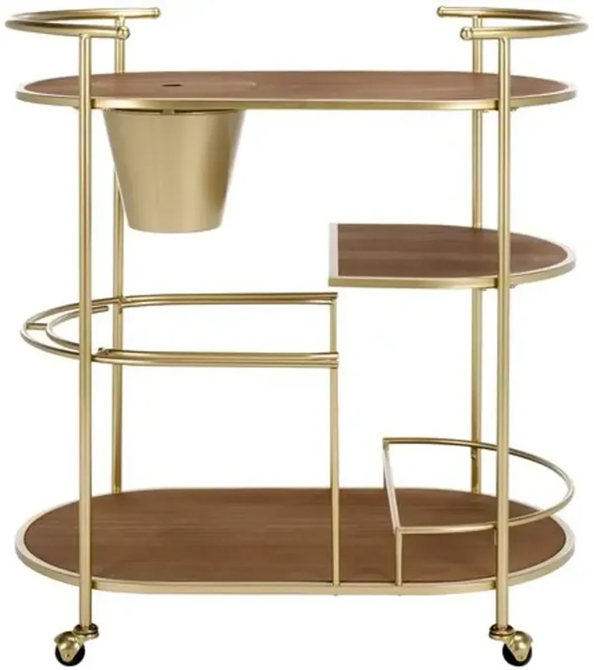 Orienna 2-Tier Bar Cart with Bucket - Brushed Gold/Natural