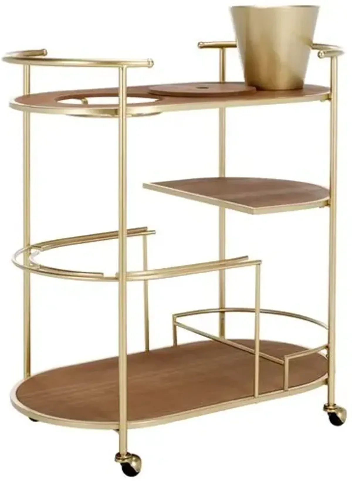 Orienna 2-Tier Bar Cart with Bucket - Brushed Gold/Natural