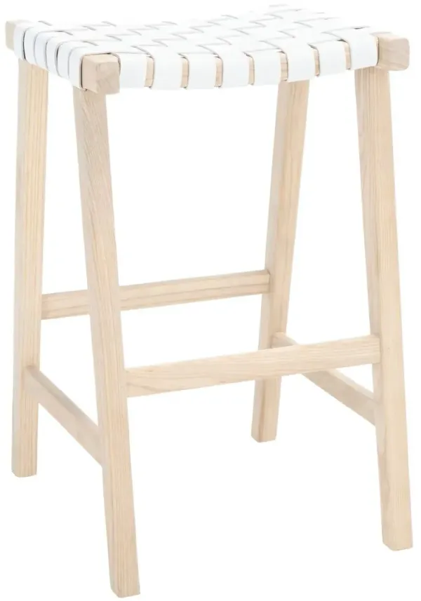 Kernyn Leather Weave Barstool - White