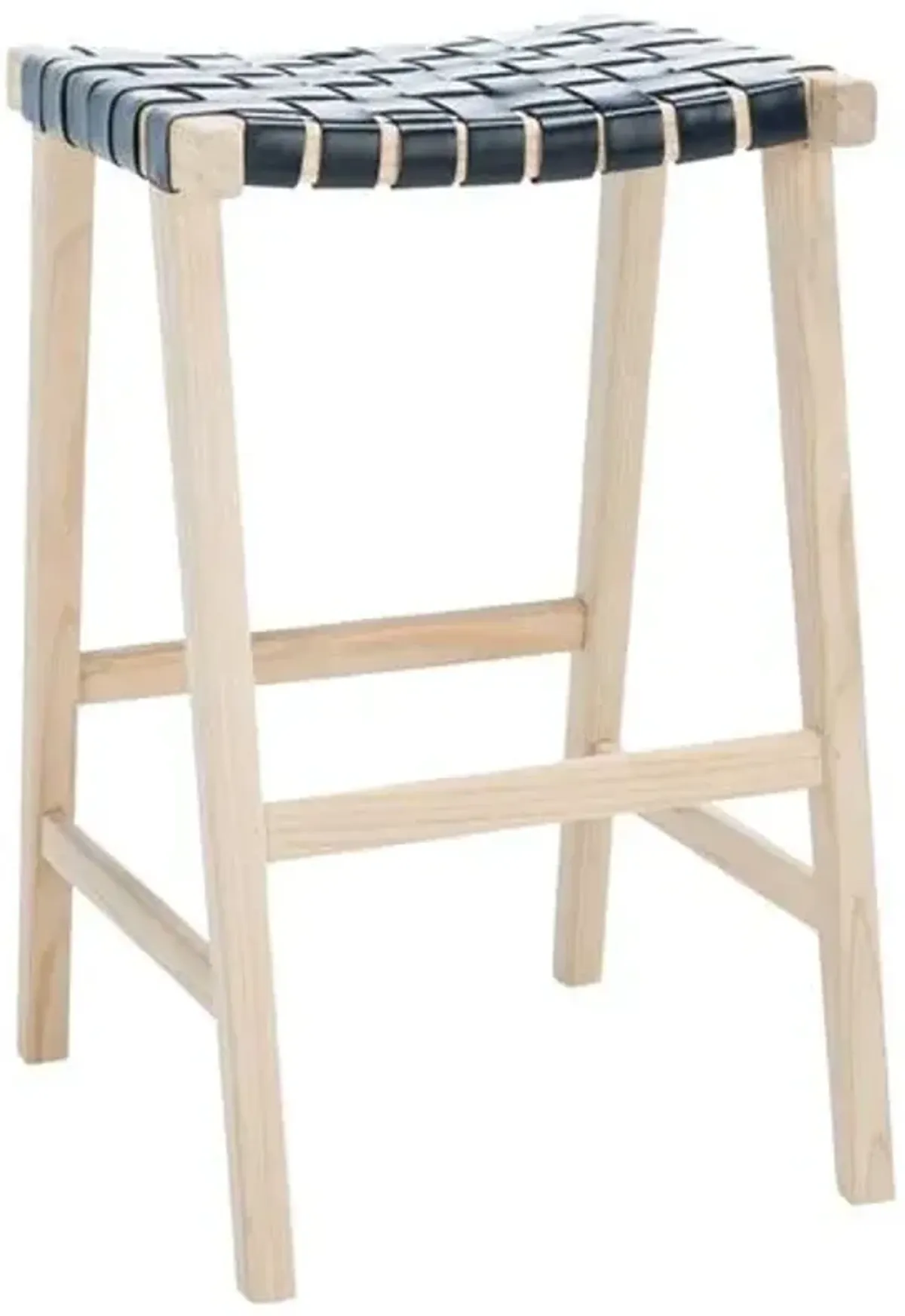 Kernyn Leather Weave Barstool - Black