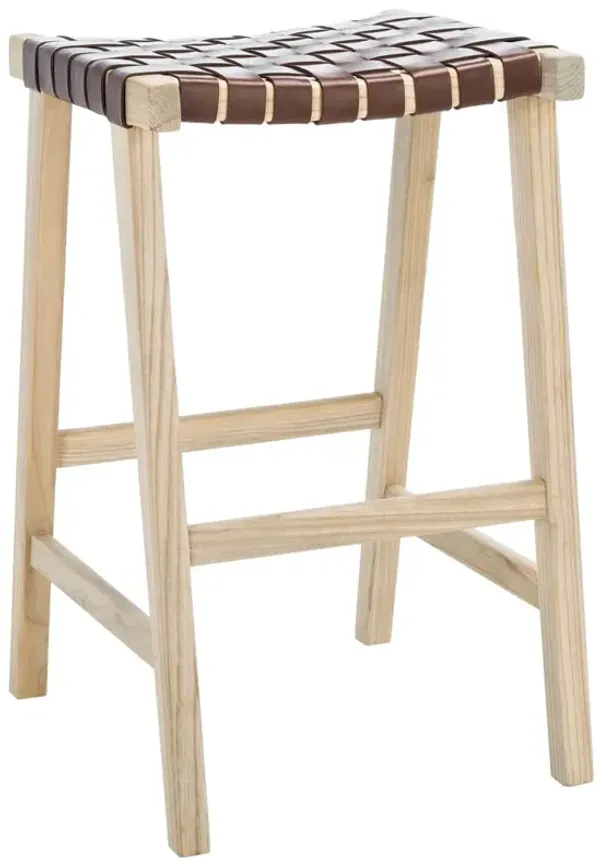 Kernyn Leather Weave Barstool - Brown