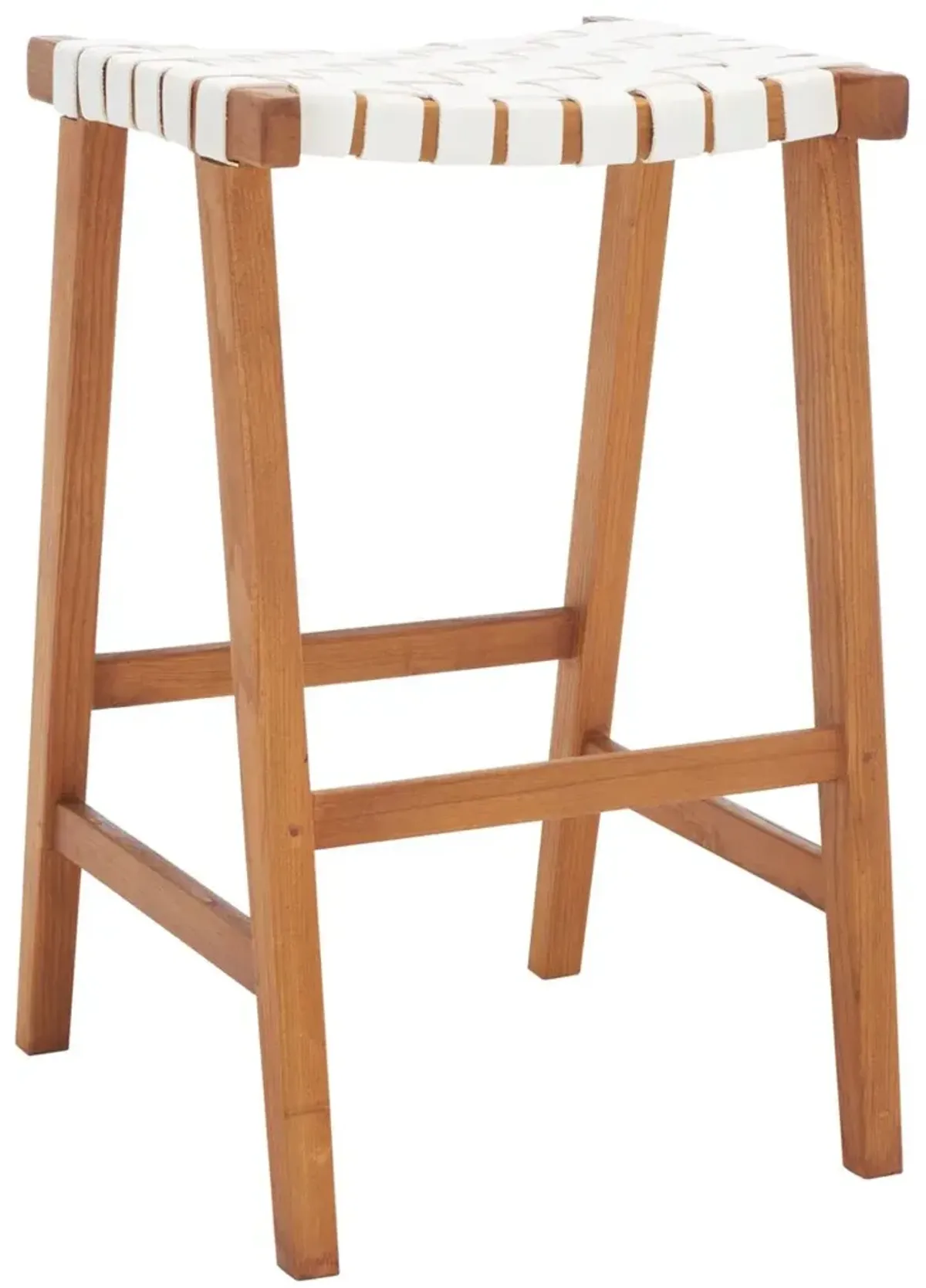 Kernyn Leather Weave Barstool - White