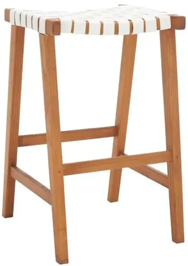 Kernyn Leather Weave Barstool - White