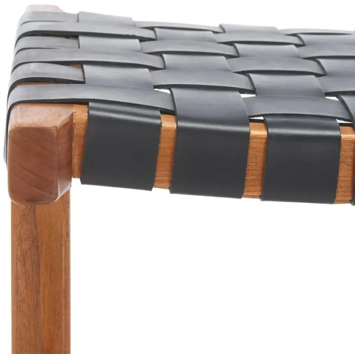 Kernyn Leather Weave Barstool - Black