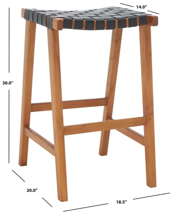 Kernyn Leather Weave Barstool - Black