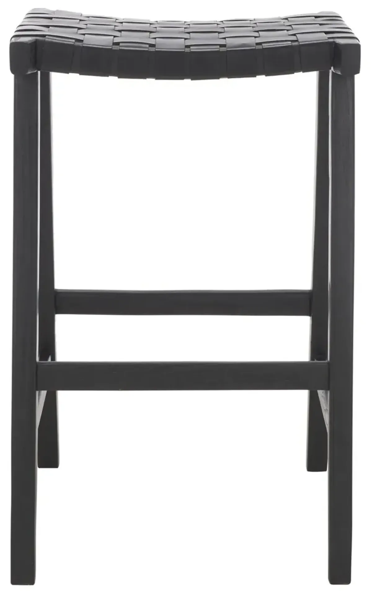 Kernyn Leather Weave Barstool - Black