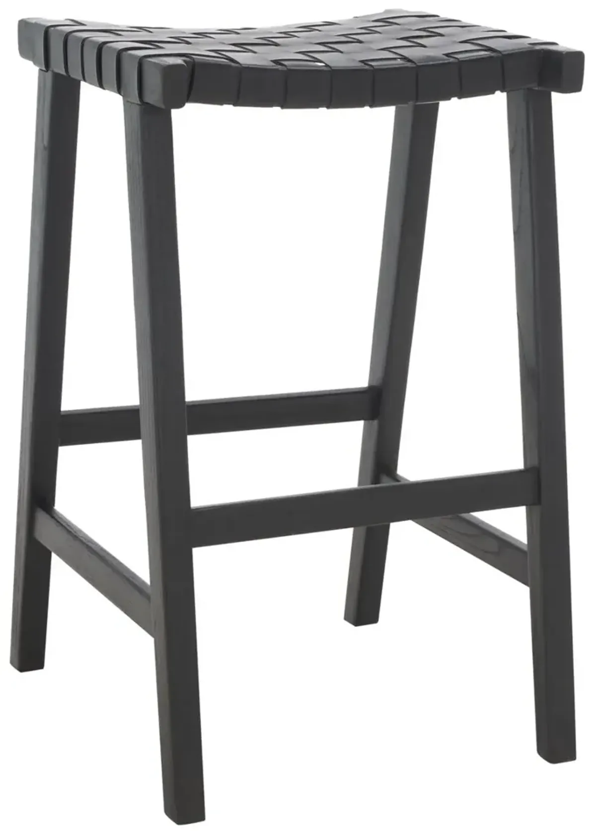 Kernyn Leather Weave Barstool - Black