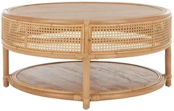 Varinity Round Rattan Coffee Table - Natural - Brown