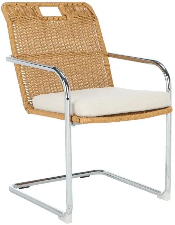Dorri Rattan/Linen Dining Armchair, Cream/Natural