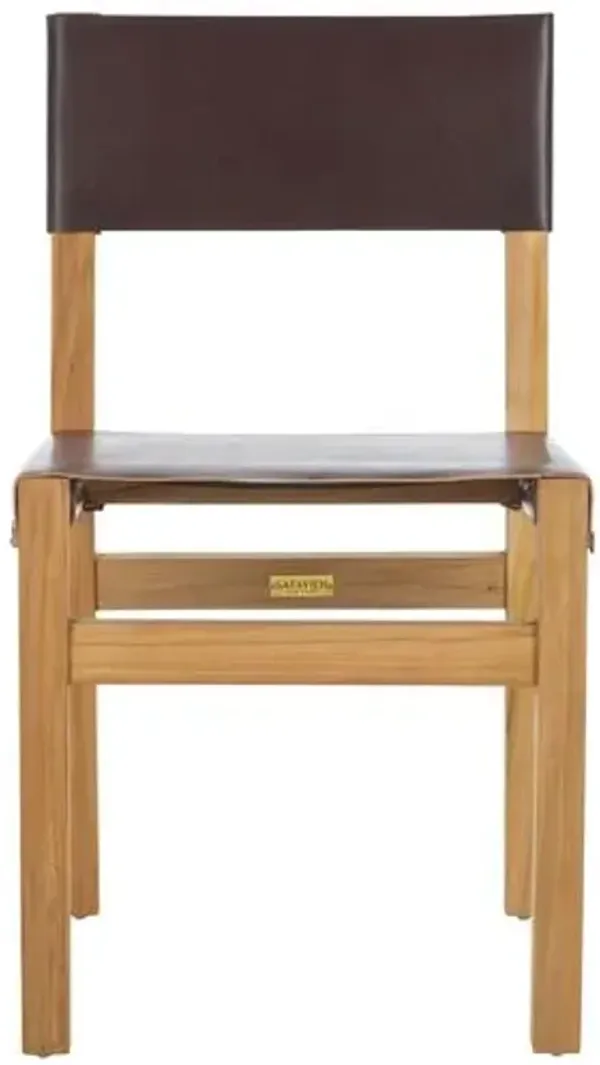 Zevan Leather Dining Chair - Brown