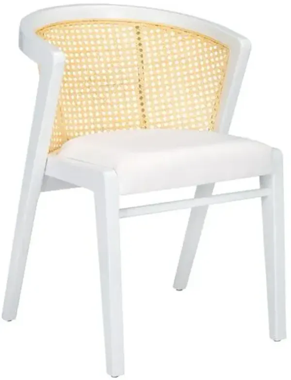 Keylah Barrel Back Cane Dining Chair - White