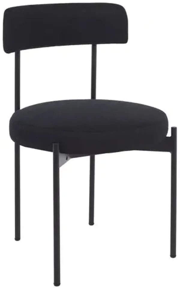 Set of 2 Mowry Boucle Dining Side Chairs - Black