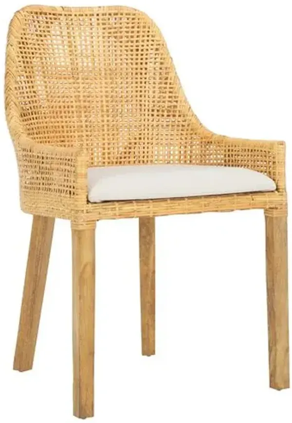 Draksyn Rattan Dining Chair with Cushion - White/Natural