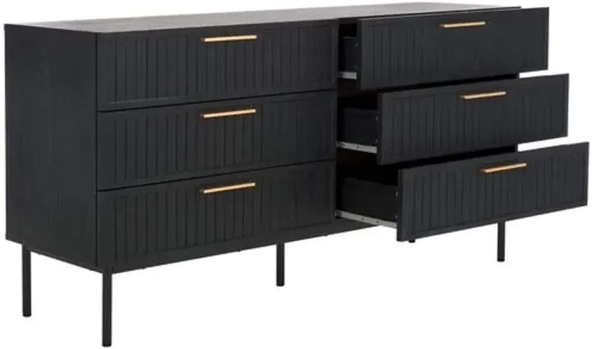 Varinae 6-Drawer Dresser - Black