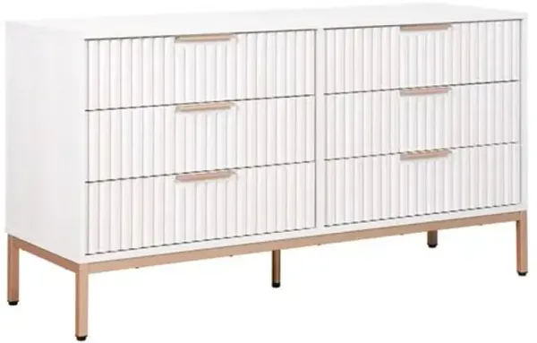 Kaliseth Fluted 6-Drawer Dresser - White