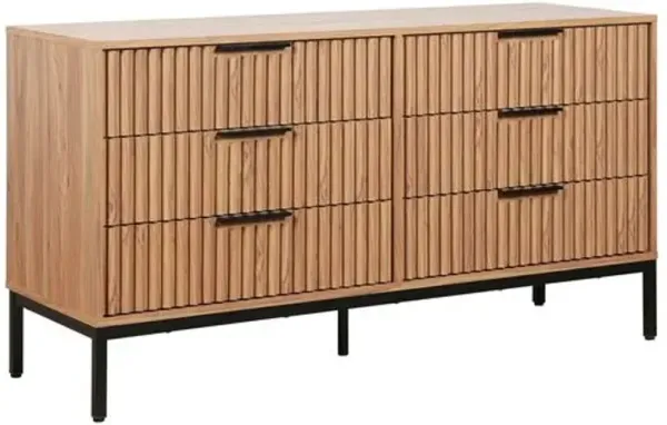 Kaliseth Fluted 6-Drawer Dresser - Brown