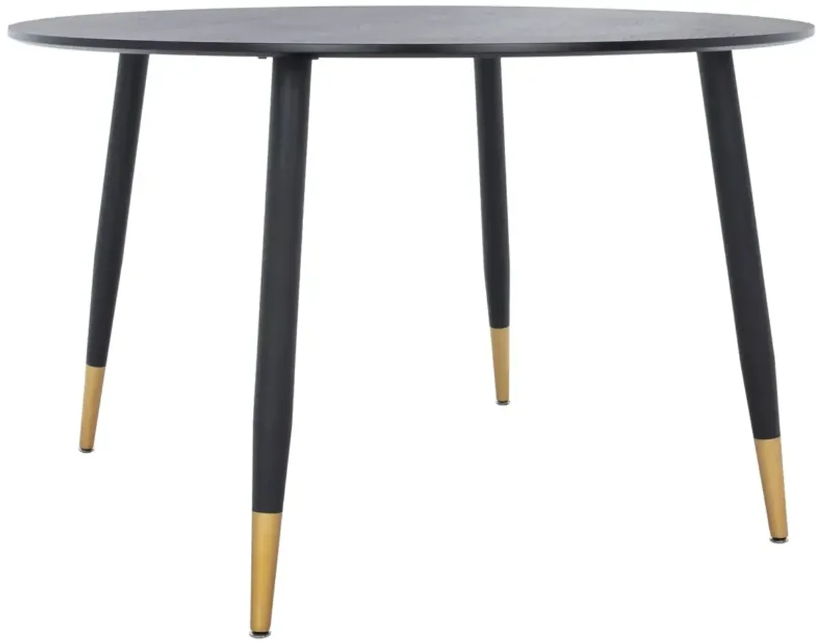 Avello 47" Round Dining Table, Black/Gold