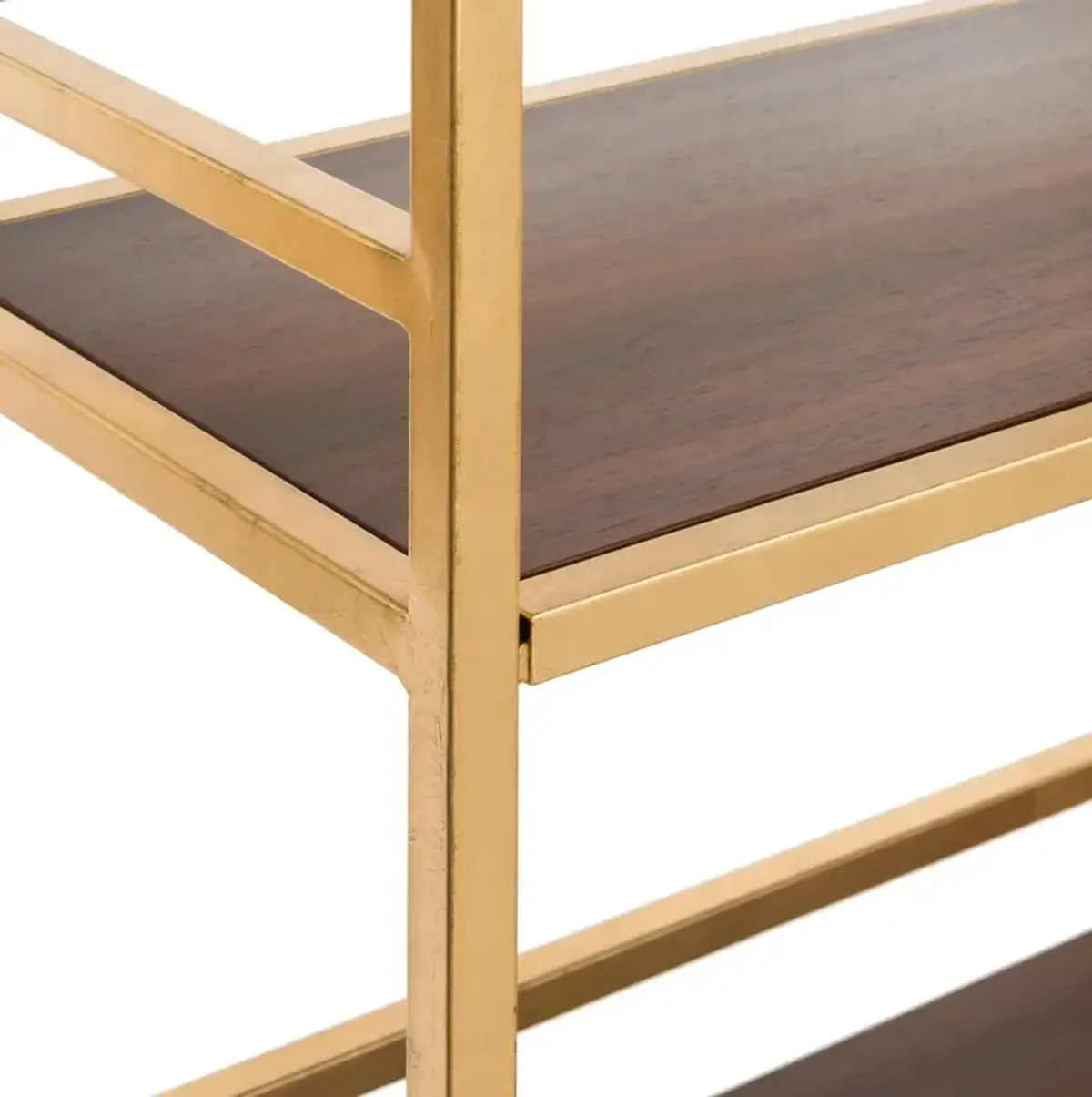 Zarna 4-Tier 1-Drawer Etagere, Gold/Walnut