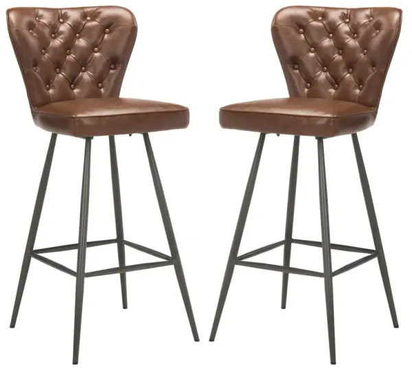 S/2 Shena Faux Leather Tufted Bar Stools