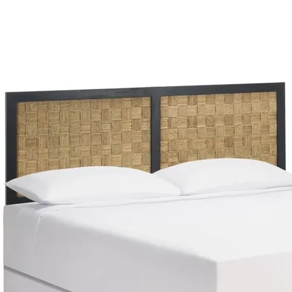 Aedric Rattan Basketweave Headboard - Black