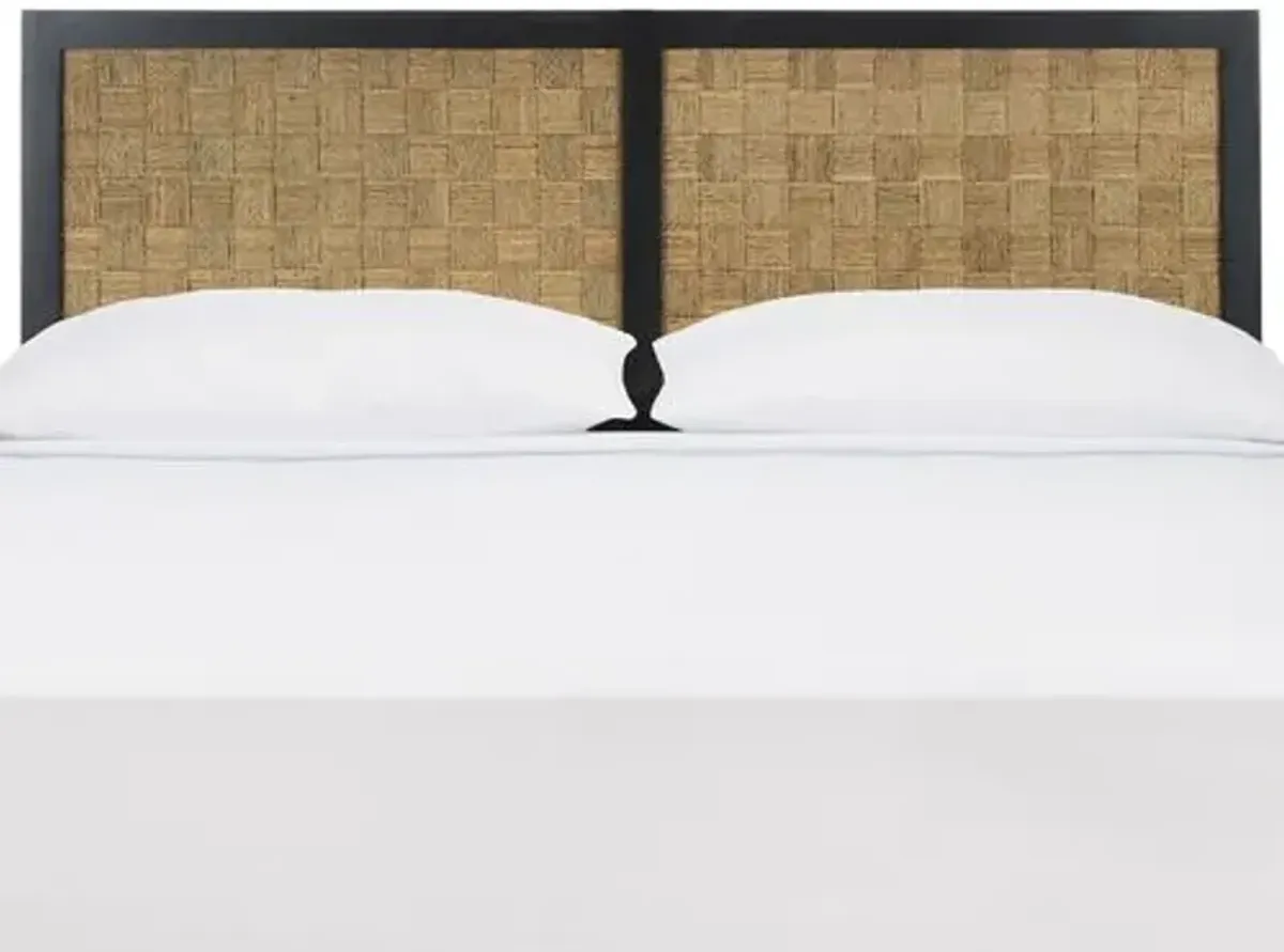 Aedric Rattan Basketweave Headboard - Black