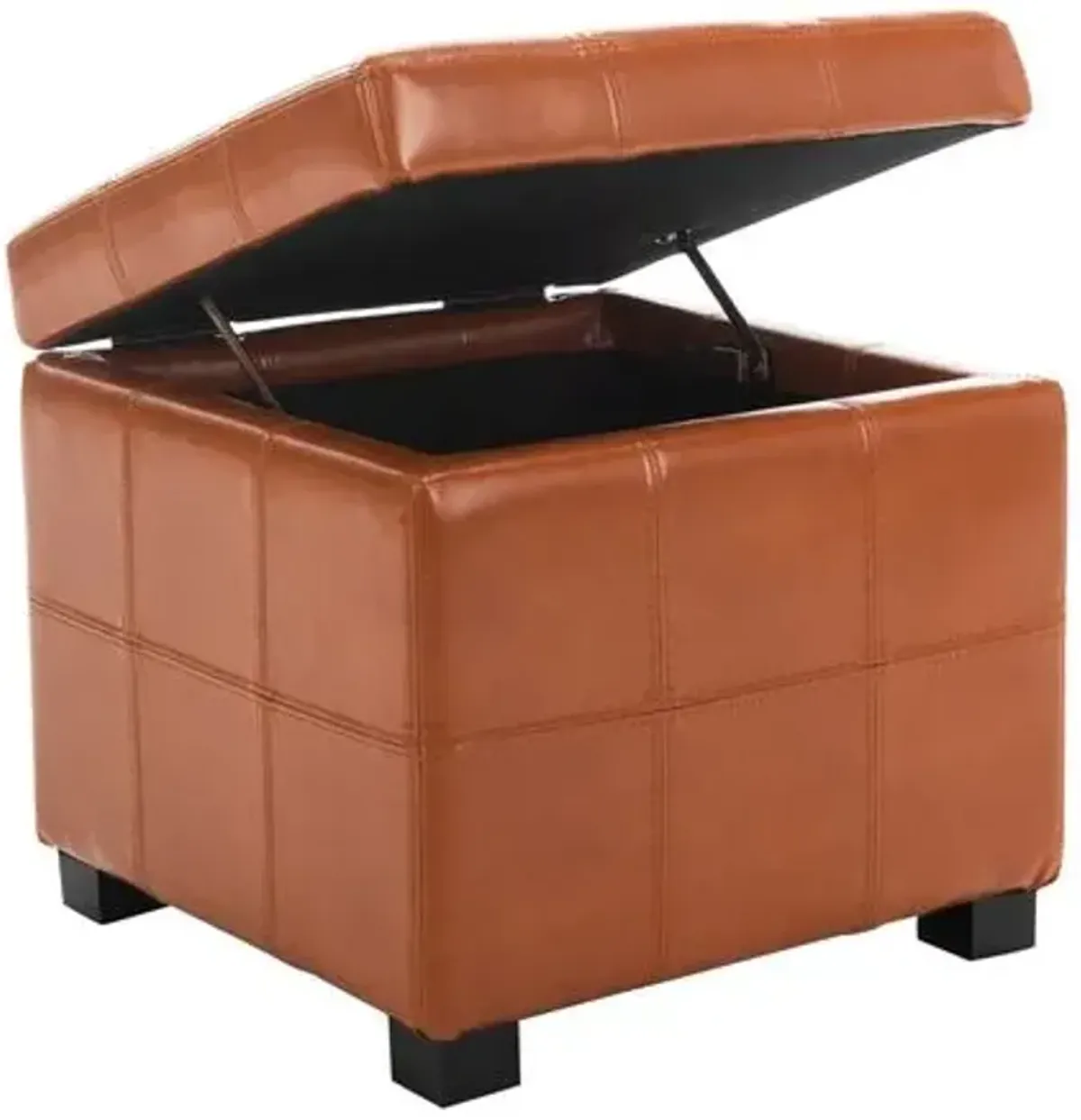 Quorain Square Tufted Leather Ottoman - Brown