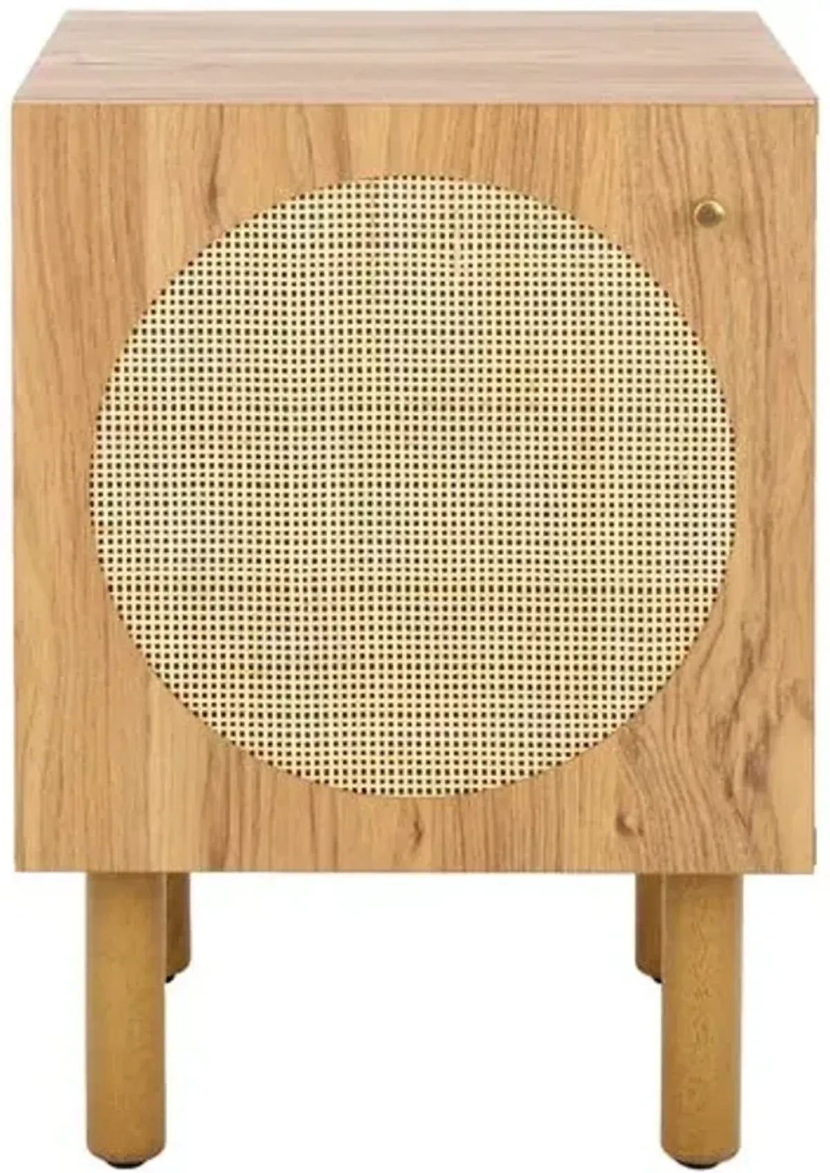 Symmi 1-Door Rattan Night Stand - Brown