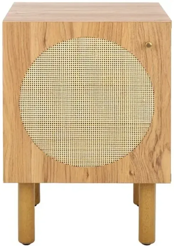 Symmi 1-Door Rattan Night Stand - Brown