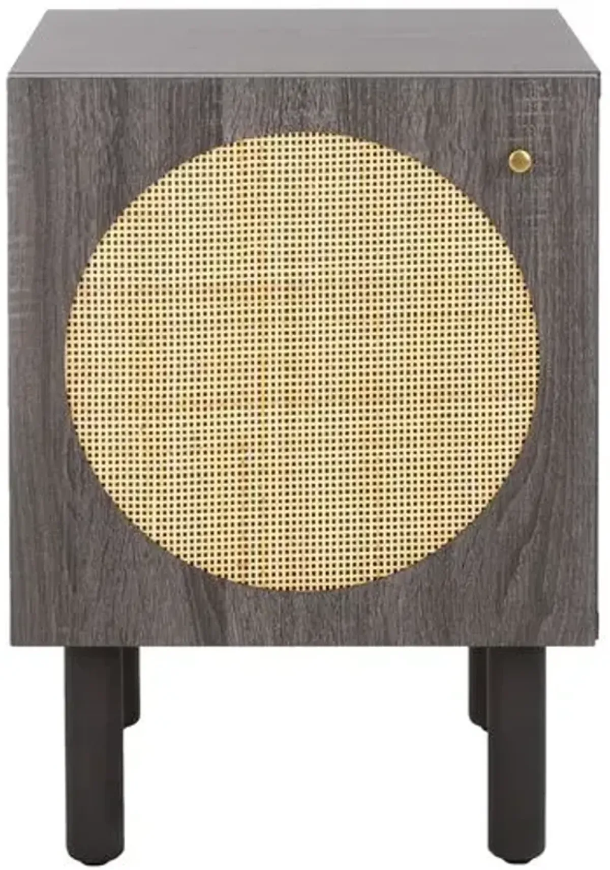 Symmi 1-Door Rattan Night Stand - Black