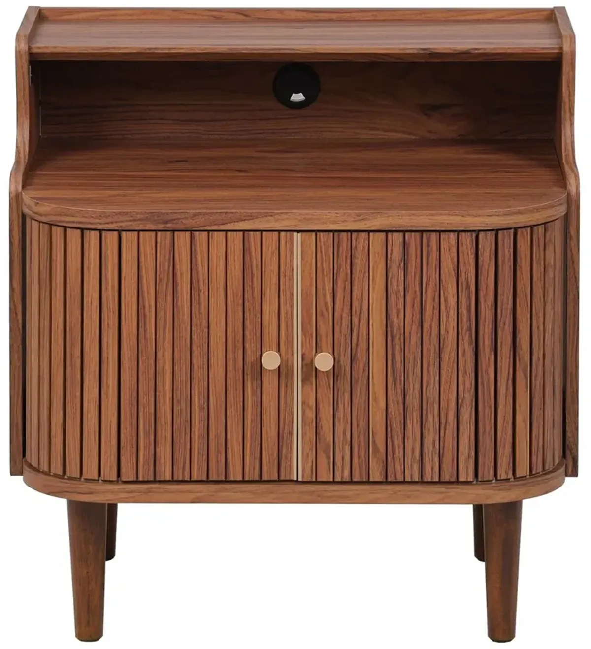 Senra Fluted Nightstand With Hutch