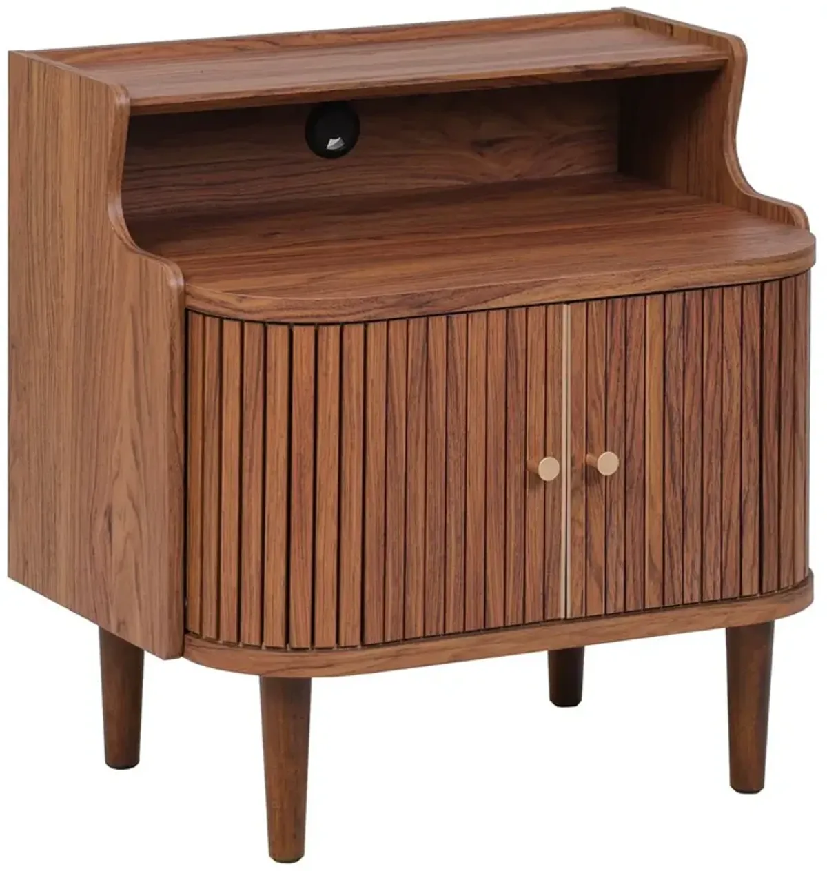 Senra Fluted Nightstand With Hutch